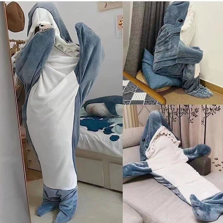 Cross-border New Shark Sleeping Bag Shark Blanket Air-conditioning Blanket Flannel Super Soft Outer Wearing Mixed Batch