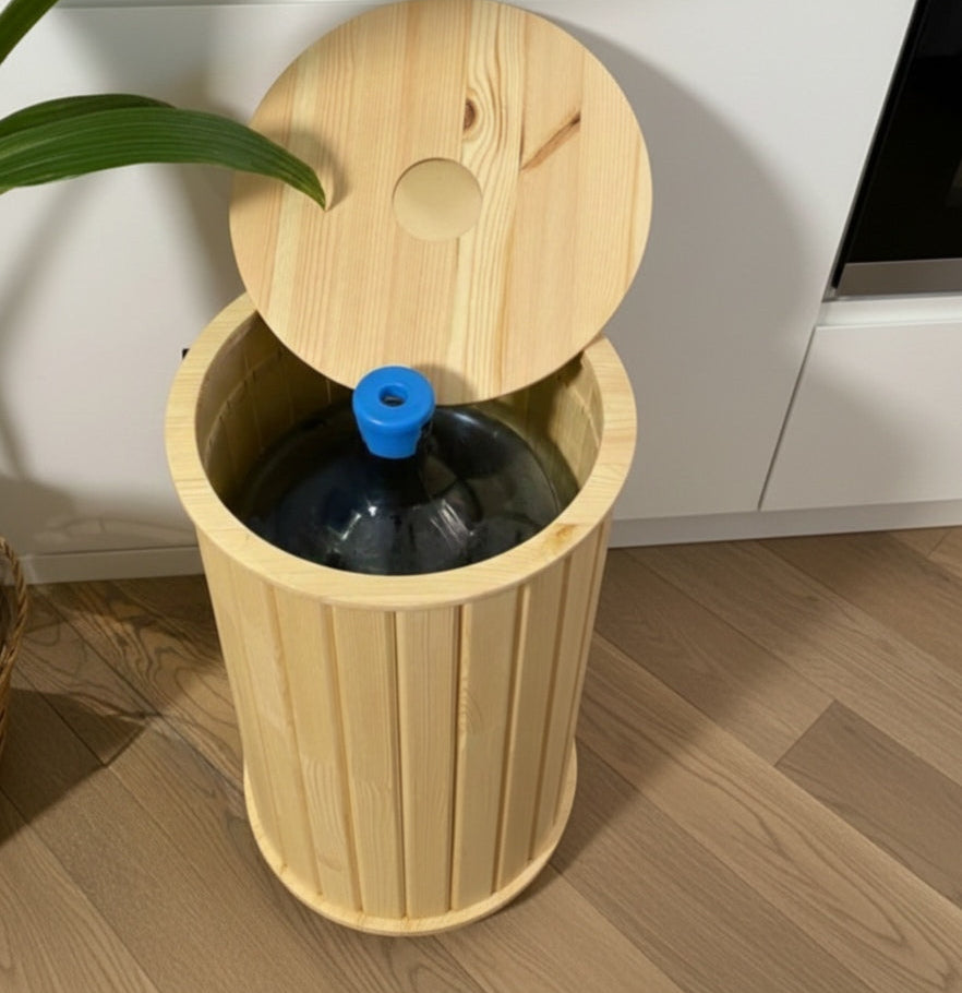 Nordic Wooden Water Dispenser Side Table – Premium Pine Wood | Space-Saving Multi-Functional Stand