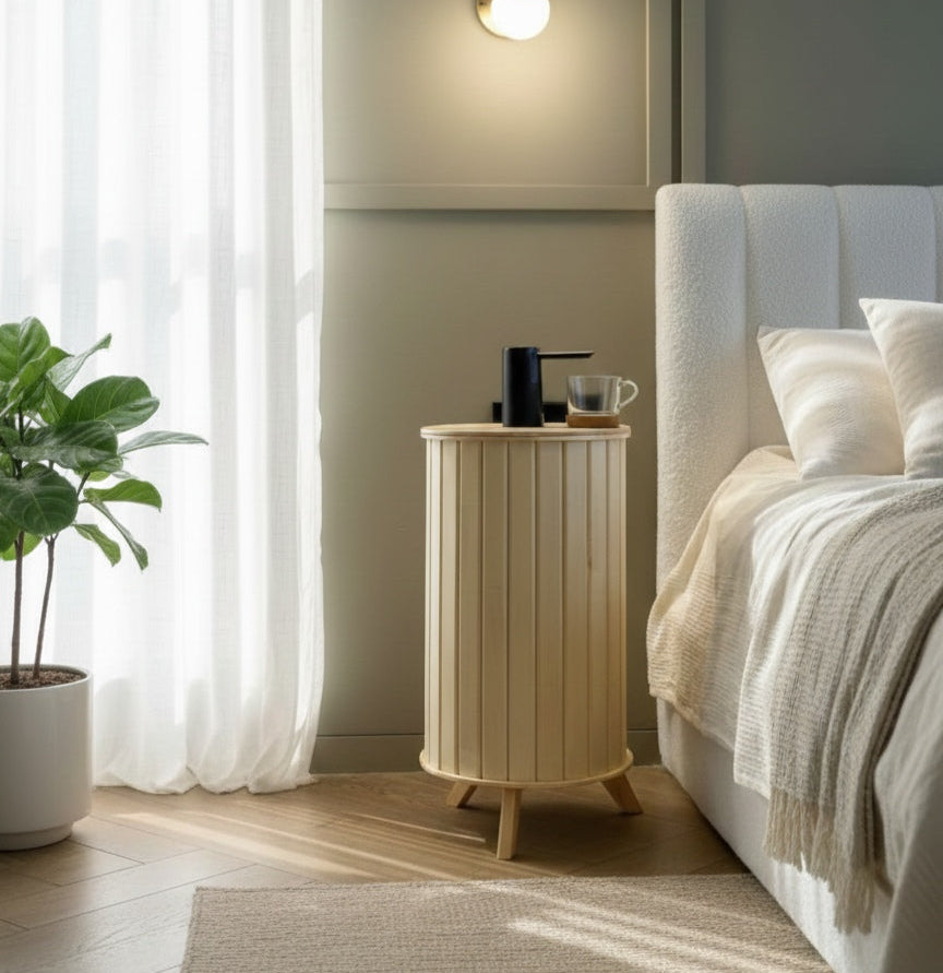 Nordic Wooden Water Dispenser Side Table – Premium Pine Wood | Space-Saving Multi-Functional Stand